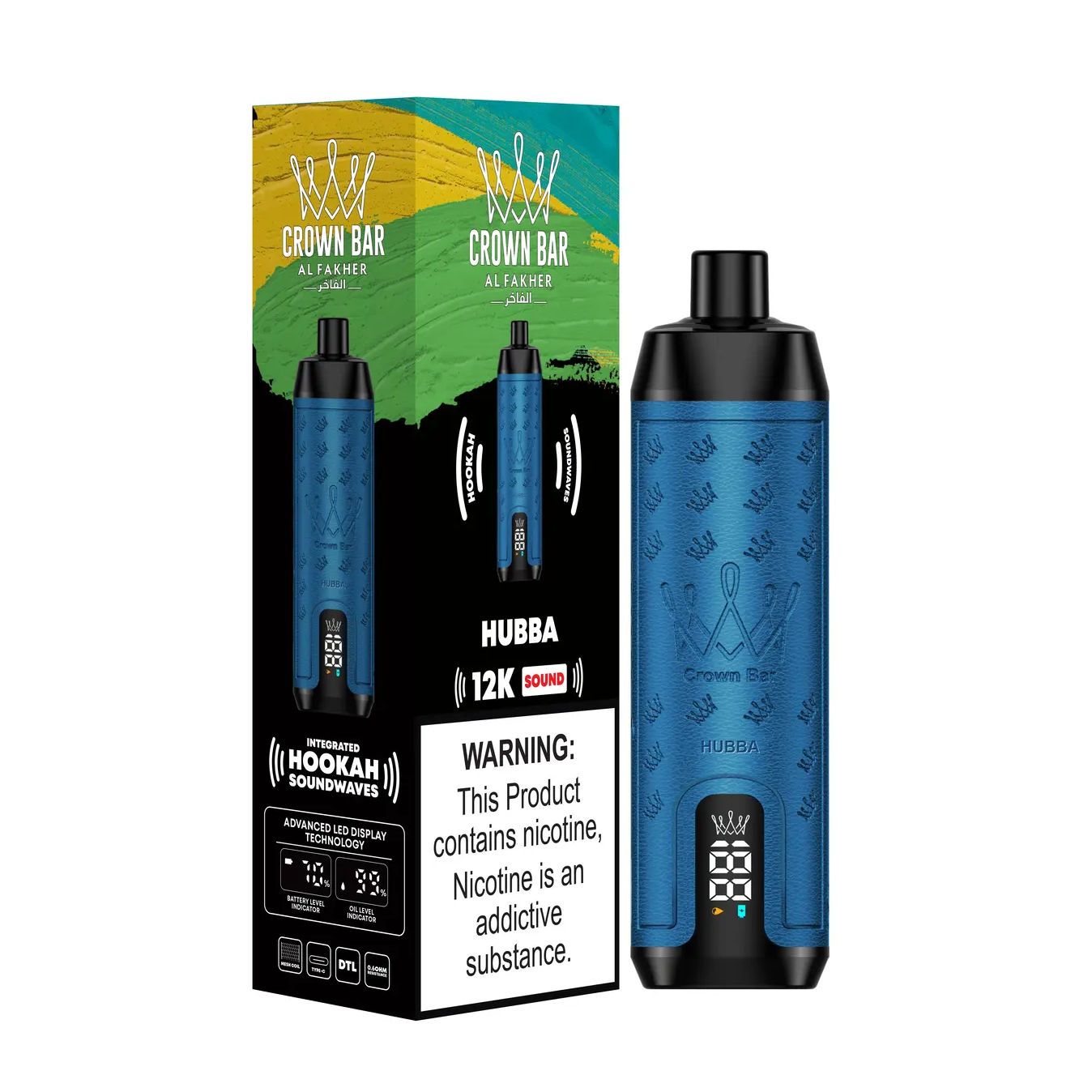 Al Fakher Crown Bar 12000 Puffs Gum Mint Freebase Disposable – Hubba