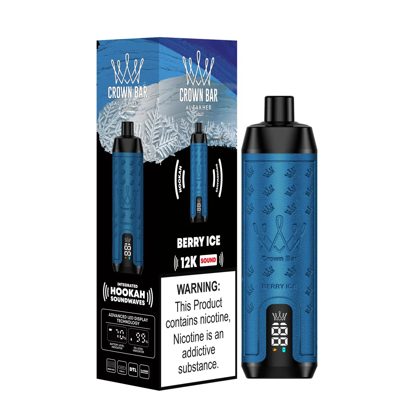 Al Fakher Crown Bar 12000 Puffs Gum Mint Freebase Disposable