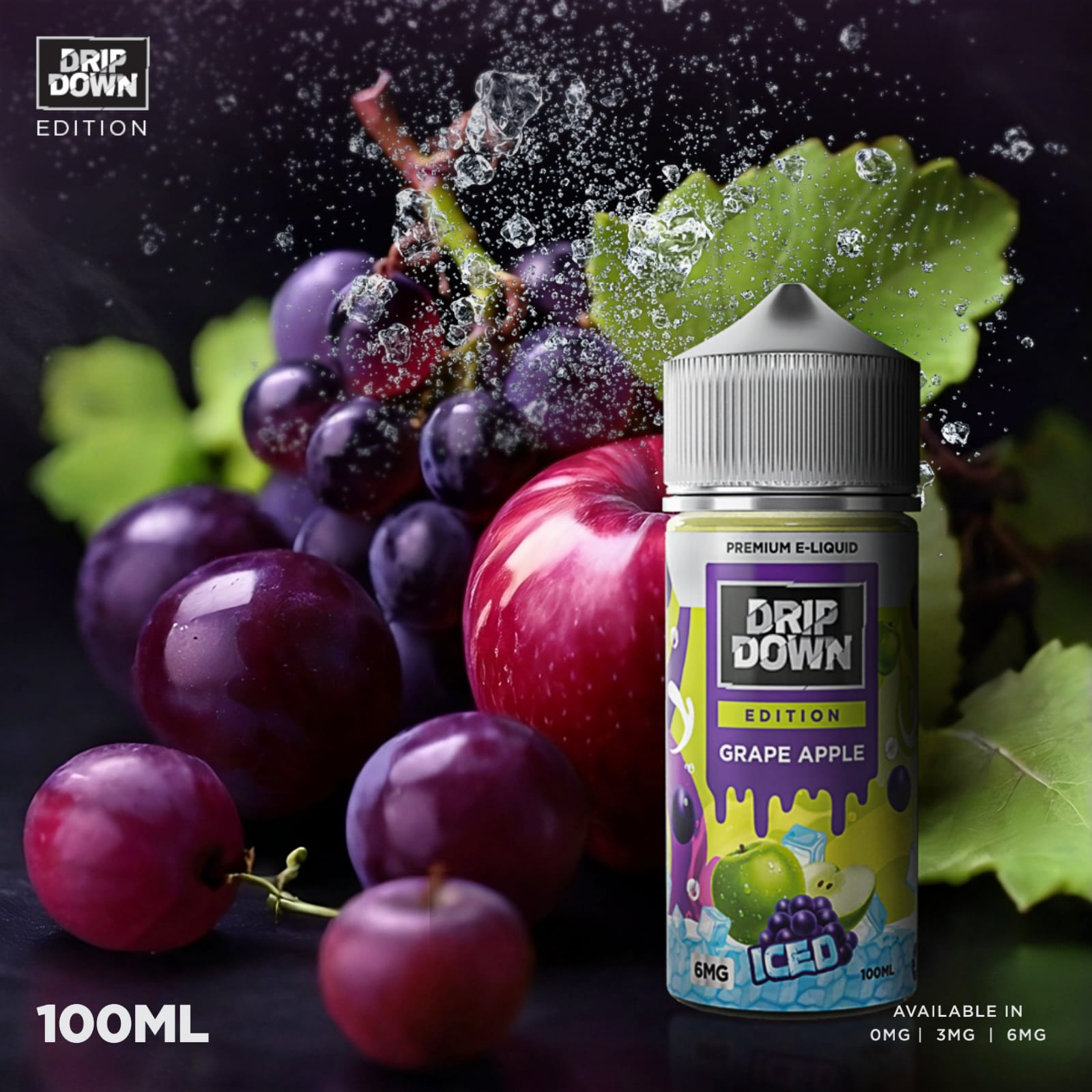 Drip Down Freebase E-Liquid 100ml – Grape Apple Ice