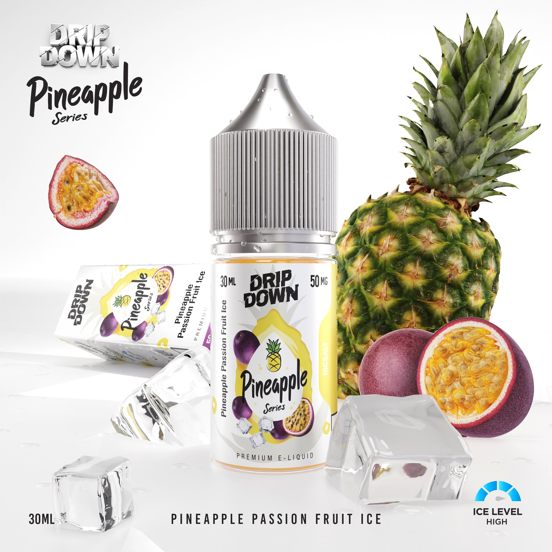 Drip Down Nic Salt 30ml (All Series) – Pineapple Passion Fruit Ice
